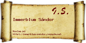 Immerblum Sándor névjegykártya
